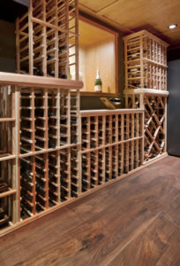 Reclaimed Wide Plank Flooring in Wine Cellar