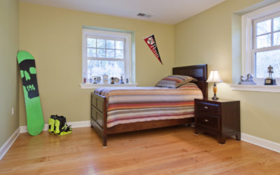 red oak wide plank floors in bedroom