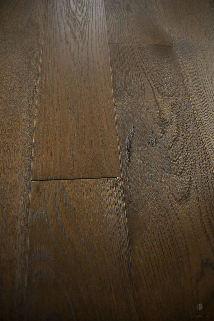 Wirebrushed white oak wide plank floor