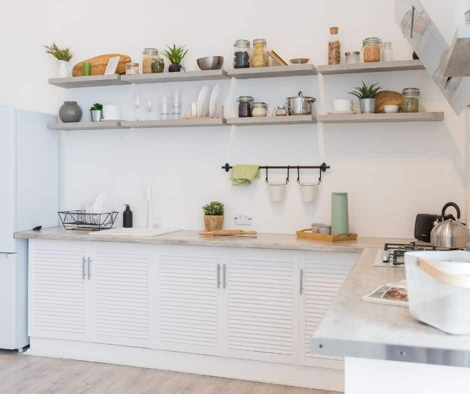 open shelving kitchen