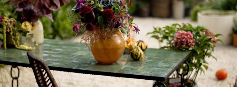 patio with flowers