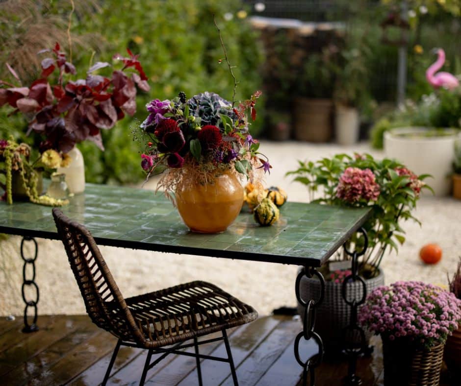 patio with flowers