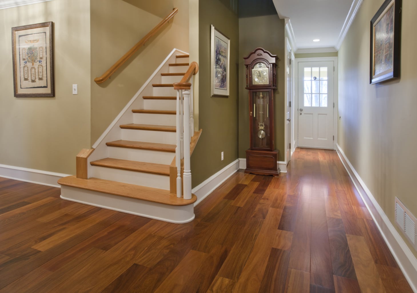 American Cherry wide plank floors in foyer