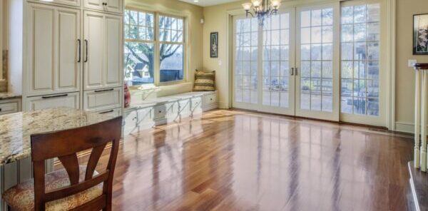 installing wide plank floors in a kitchen