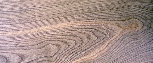Close-up of plain sawn white oak showing cathedral grain