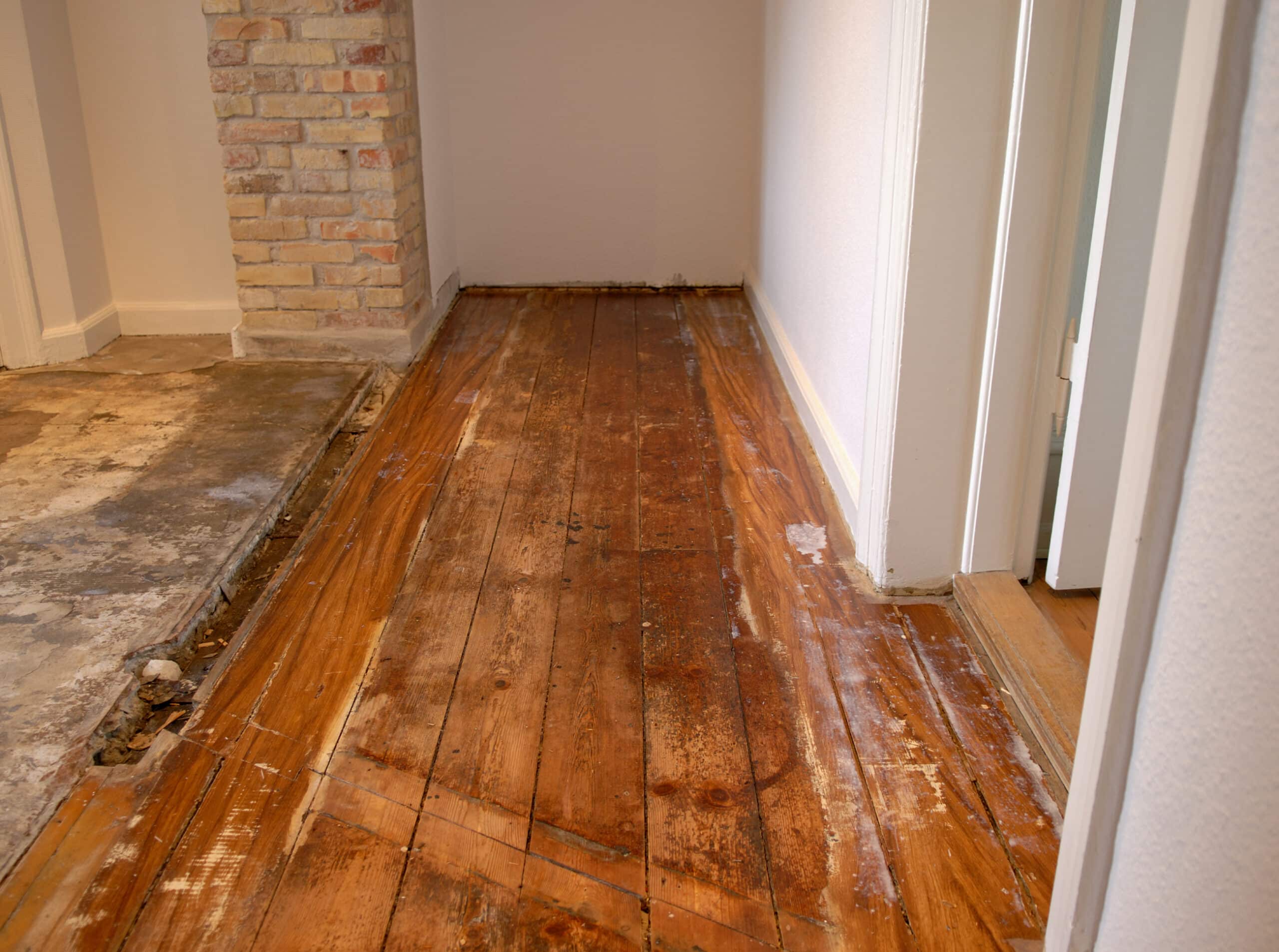 Wide plank floor that needs to be refinished